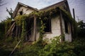 vine-wrapped house abandonment due to a split Royalty Free Stock Photo