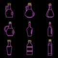 Vinegar bottle icons set vector neon