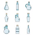 Vinegar bottle icons set vector color