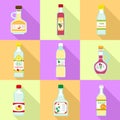 Vinegar icon set, flat style