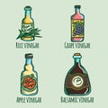 Vinegar icon set, hand drawn style