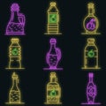 Vinegar icon set vector neon