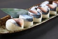 Vinegared horse mackerel bar shaped sushi Royalty Free Stock Photo