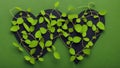 Vines entwined into love, green background, creative environmental protection concept, Generative AI