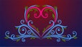 Sweet Colors Decorative Curly Heart Vine Flourish With Swirls And Leaves Background