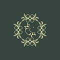 Vines flower with crescent logo design