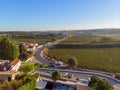 vineyard and castle from wall of fortress. Obidos village, Portugal. Royalty Free Stock Photo