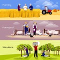 Vineyard Farmyard Crop Harvesting Flat Banners