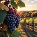 vineyard landscape. Autumn grapes harvest made with Generative AI Royalty Free Stock Photo