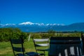 Vineyard Landscape with Tupungato Vulcan and Andes on the Backgr Royalty Free Stock Photo