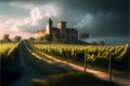 Vineyard in Tuscany, Italy. 3D render