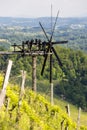 vineyard with windmill called klapotetz in south of Styria, Austria Royalty Free Stock Photo