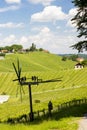 vineyard with windmill called klapotetz in south of Styria, Austria Royalty Free Stock Photo