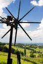 vineyard with windmill called klapotetz in south of Styria, Austria Royalty Free Stock Photo