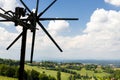 vineyard with windmill called klapotetz in south of Styria, Austria Royalty Free Stock Photo