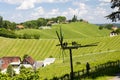 vineyard with windmill called klapotetz in south of Styria, Austria Royalty Free Stock Photo