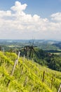 Vineyard with windmill called klapotetz in south of Styria, Austria Royalty Free Stock Photo