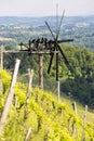 vineyard with windmill called klapotetz in south of Styria, Austria Royalty Free Stock Photo