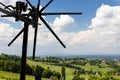 vineyard with windmill called klapotetz in south of Styria, Austria Royalty Free Stock Photo