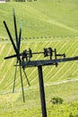 vineyard with windmill called klapotetz in south of Styria, Austria Royalty Free Stock Photo