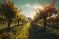 Vineyard wine bottle country. Generate Ai