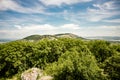 Vineyards, castle Devicky, Palava, Moravia region, Czech Republic. romantic ruin in Palava and Devin highest mountain of Pavlov Hi Royalty Free Stock Photo