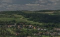 Vineyards and hills near Moravske Branice village in hot summer sunny day Royalty Free Stock Photo