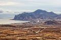 Vineyards, mountain ridge Karadag, Koktebel village and Koktebel Bay Royalty Free Stock Photo