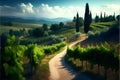 Vineyards in Tuscany, Italy. Landscape with vineyards