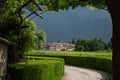 Valpolicella wine producing region by Verona, Veneto, Italy. Vineyard by thunderstorm