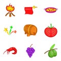 Viniculture icons set, cartoon style Royalty Free Stock Photo