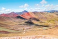 Vinicunca or Winikunka. Also called Montna a de Siete Colores. Mountain in the Andes of Peru Royalty Free Stock Photo