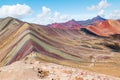 Vinicunca or Winikunka. Also called Montna a de Siete Colores. Mountain in the Andes of Peru Royalty Free Stock Photo