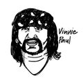 Vinnie paul drummer illustration black and white drawing