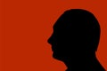 Vinnitsa March 5, 2022 Vladimir Putin. President of Russia. Face contour on red background