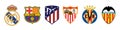 Vinnitsa, Ukraine - December 8, 2022: Football soccer. Most popular spain football teams clubs logo icon set. La Liga Vector edito