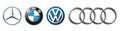 Vinnitsa, UKRAINE - DECEMBER 14, 2020: logos popular German brands of cars: Mercedes, audi, BMW and Volkswagen, vector