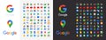 VINNITSA, UKRAINE - FEBRUARY 20, 2023: Google products and programs logos. Big collection of new Google product icons. Vector