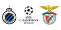 Vinnitsa, Ukraine - November 18, 2022: Football soccer Brugge vs Benfica club icons.League of champions.