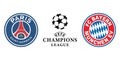 Vinnitsa, Ukraine - November 08, 2022: Football soccer PSG vs Bayern Munchen club icons.League of champions.