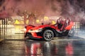 Vinnitsa, Ukraine - 18 November 2017: Polaris Slingshot, a three