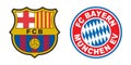 Vinnitsa, Ukraine - October 19, 2022: Barcelona and Bayern Munchen soccer team logo. Vector editorial illustration