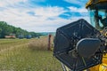 Process of harvesting by harvesters. plants in reapers. truck unloading