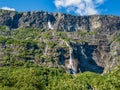 Vinnufossen, a beautiful waterfall flushing down a mountainside in Sunndal, Norway Royalty Free Stock Photo