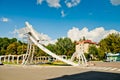 Vinnytsia, Ukraine - August 20, 2018: Reconstruction of the monument on Mogilka Square. Royalty Free Stock Photo