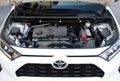 Vinnytsia, Ukraine March 06, 2024. Close up Toyota RAV4 gas engine. Toyota RAV4 Engine with the hood up.