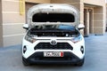 Vinnytsia, Ukraine March 06, 2024. New Toyota RAV4 open hood. Toyota RAV4 engine.