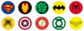 Logos of the most famous superheroes