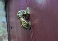 Vinous old door with doorknocker Royalty Free Stock Photo