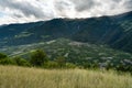 Vinschgau valley near Latsch on a cloudy day in summer Royalty Free Stock Photo